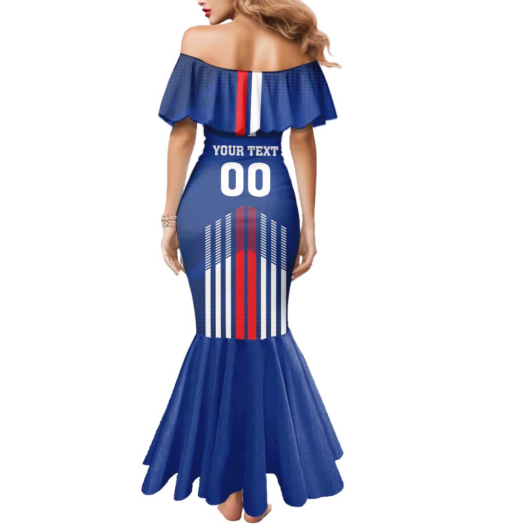 Custom Faroe Islands Football Mermaid Dress Go Champion Blue Version