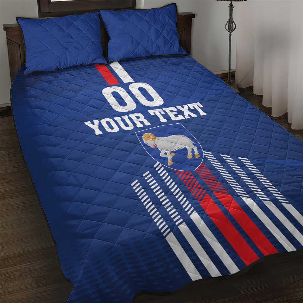 Custom Faroe Islands Football Quilt Bed Set Go Champion Blue Version