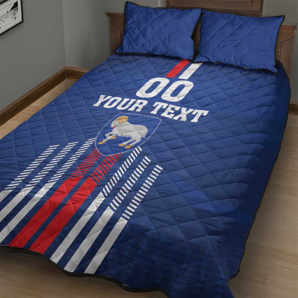 Custom Faroe Islands Football Quilt Bed Set Go Champion Blue Version