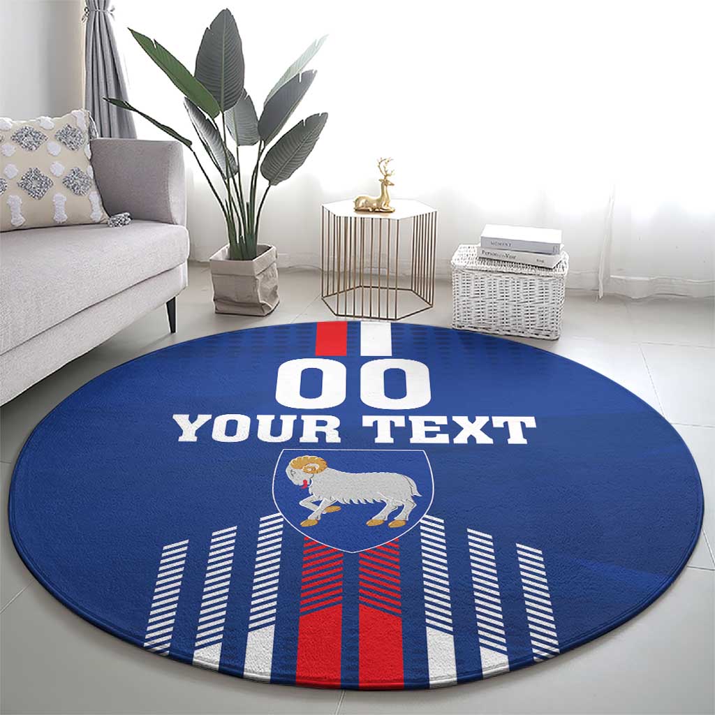 Custom Faroe Islands Football Round Carpet Go Champion Blue Version