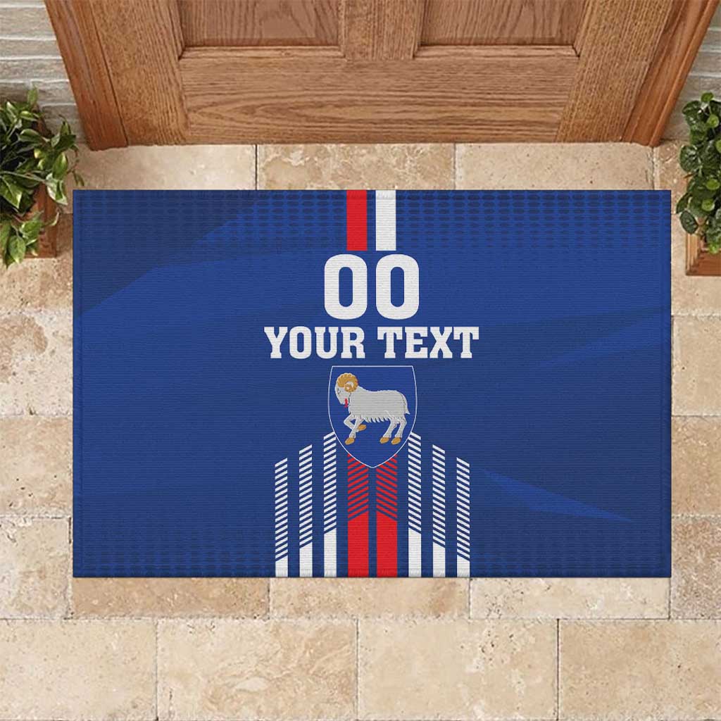 Custom Faroe Islands Football Rubber Doormat Go Champion Blue Version