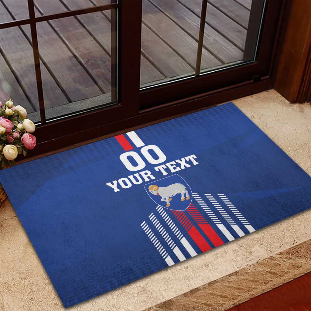 Custom Faroe Islands Football Rubber Doormat Go Champion Blue Version