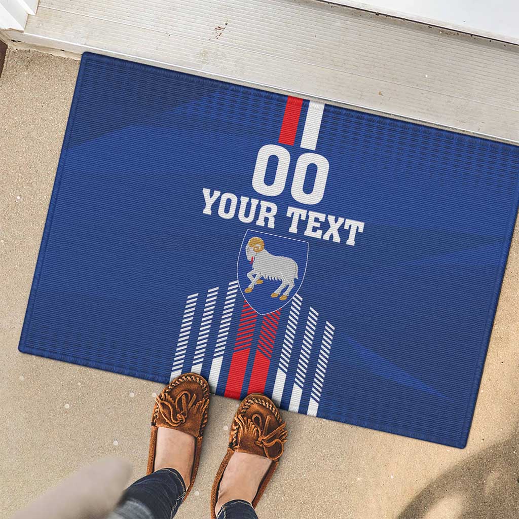 Custom Faroe Islands Football Rubber Doormat Go Champion Blue Version