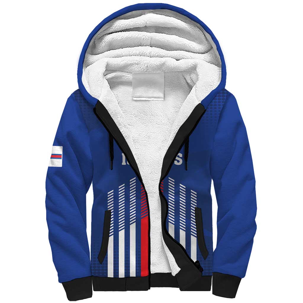 Custom Faroe Islands Football Sherpa Hoodie Go Champion Blue Version