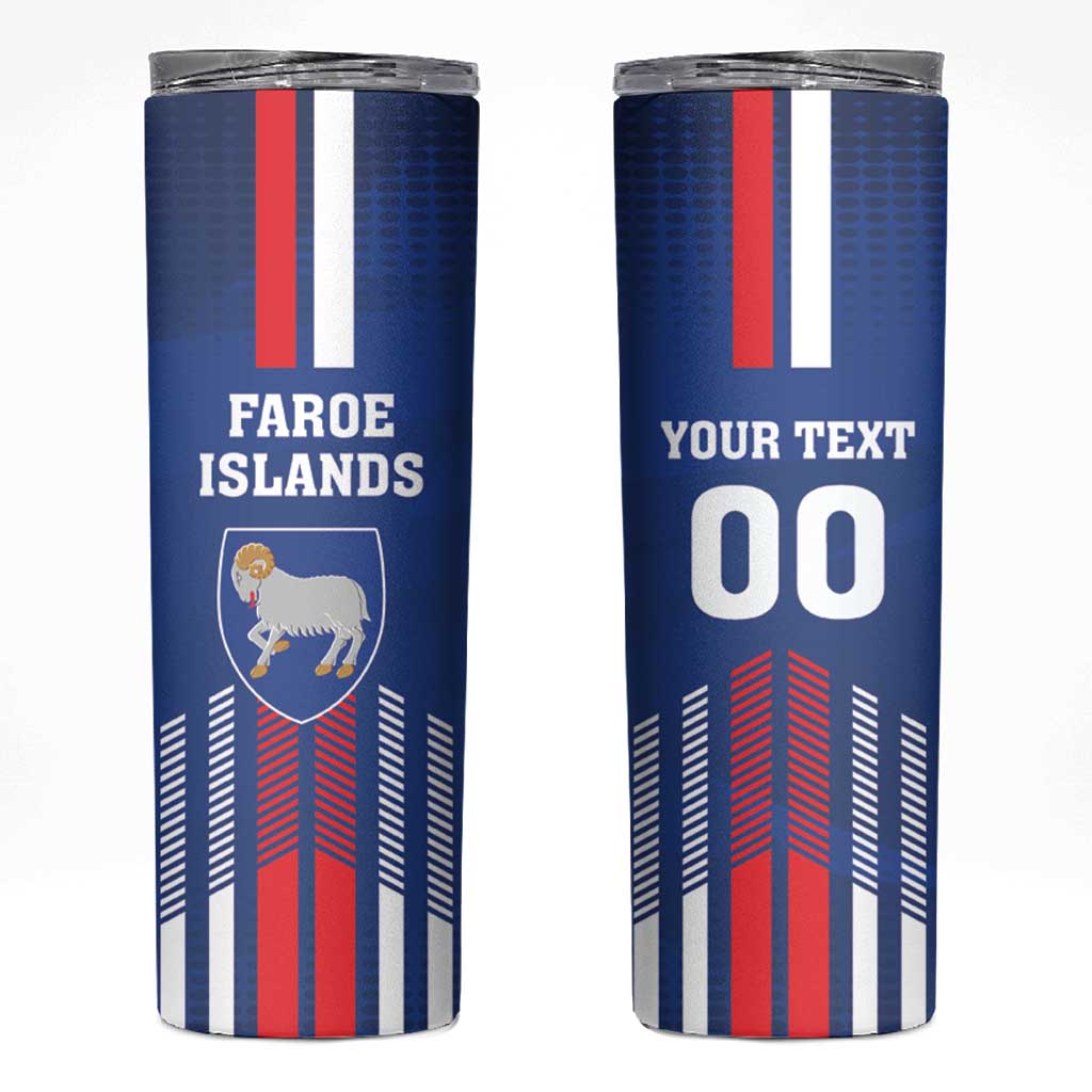 Custom Faroe Islands Football Skinny Tumbler Go Champion Blue Version