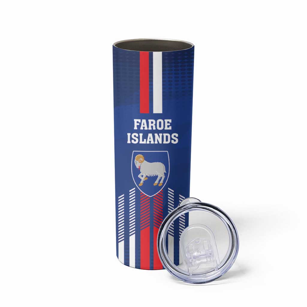 Custom Faroe Islands Football Skinny Tumbler Go Champion Blue Version