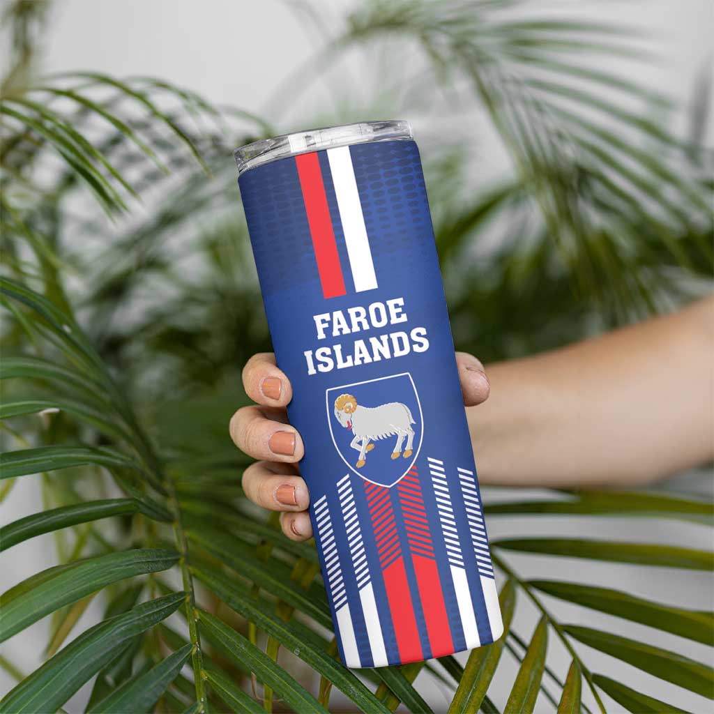Custom Faroe Islands Football Skinny Tumbler Go Champion Blue Version