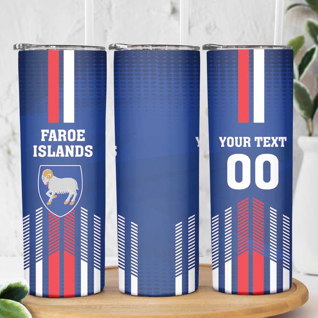 Custom Faroe Islands Football Skinny Tumbler Go Champion Blue Version