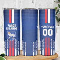 Custom Faroe Islands Football Skinny Tumbler Go Champion Blue Version