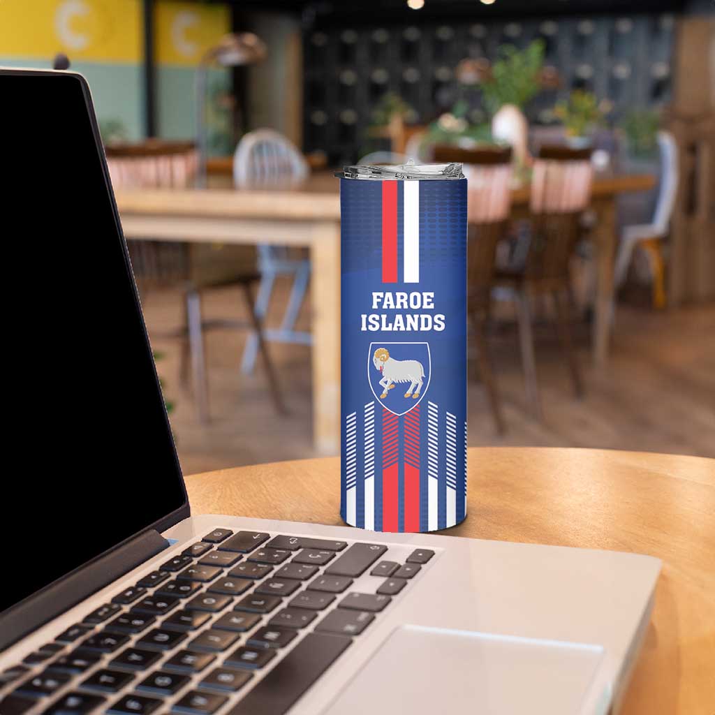 Custom Faroe Islands Football Skinny Tumbler Go Champion Blue Version