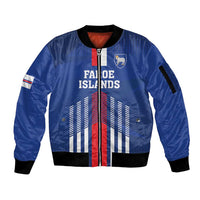 Custom Faroe Islands Football Sleeve Zip Bomber Jacket Go Champion Blue Version