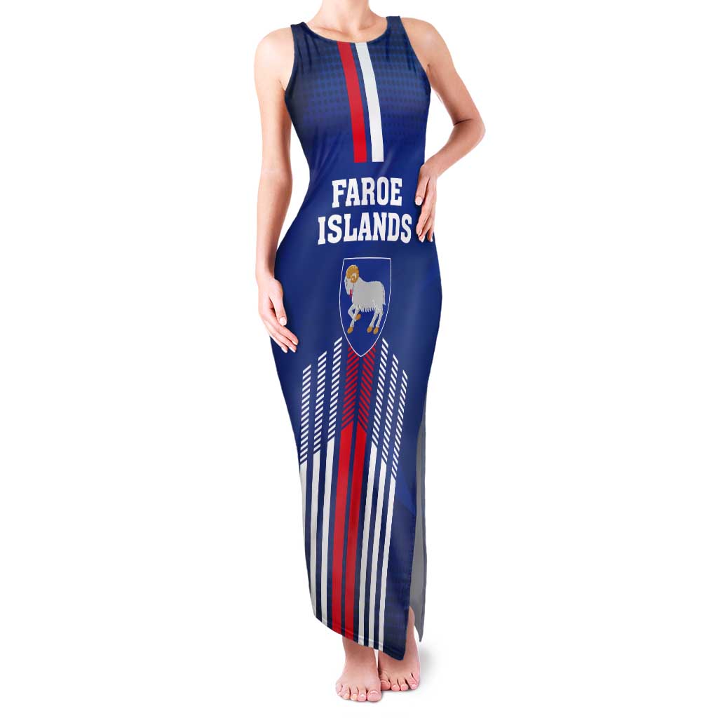 Custom Faroe Islands Football Tank Maxi Dress Go Champion Blue Version