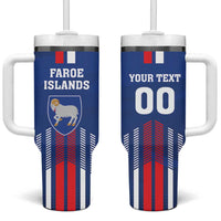 Custom Faroe Islands Football Tumbler With Handle Go Champion Blue Version
