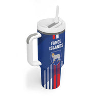 Custom Faroe Islands Football Tumbler With Handle Go Champion Blue Version