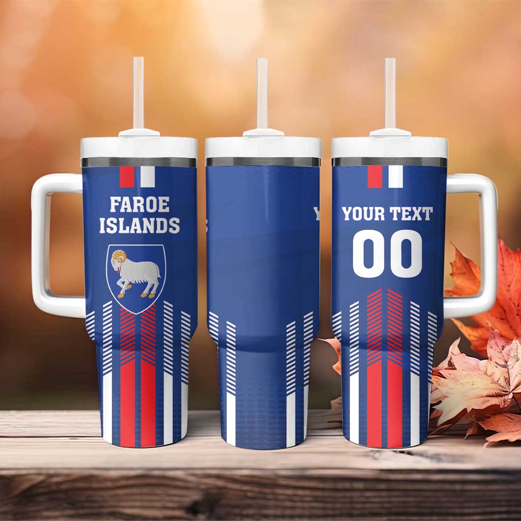 Custom Faroe Islands Football Tumbler With Handle Go Champion Blue Version