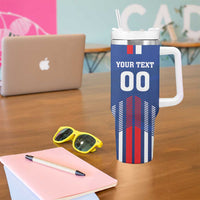 Custom Faroe Islands Football Tumbler With Handle Go Champion Blue Version