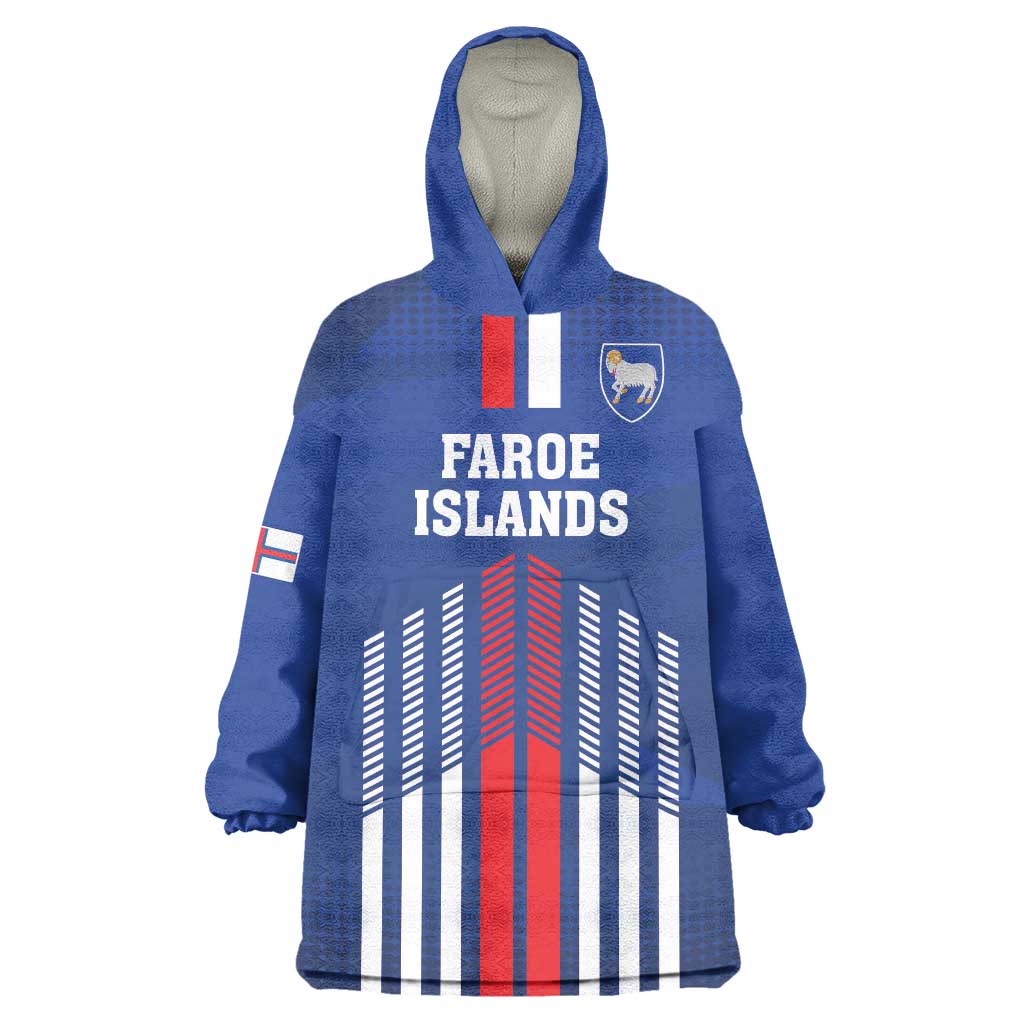 Custom Faroe Islands Football Wearable Blanket Hoodie Go Champion Blue Version