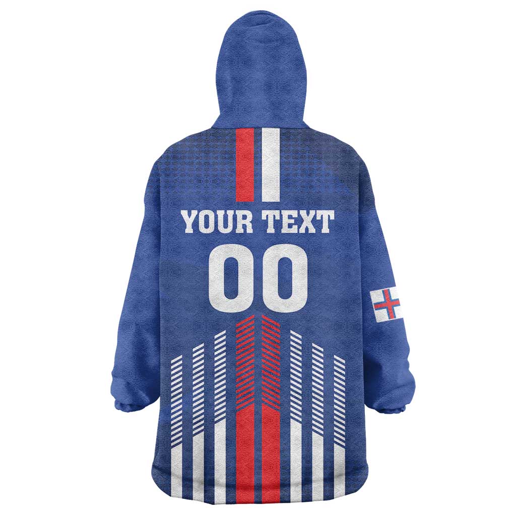 Custom Faroe Islands Football Wearable Blanket Hoodie Go Champion Blue Version