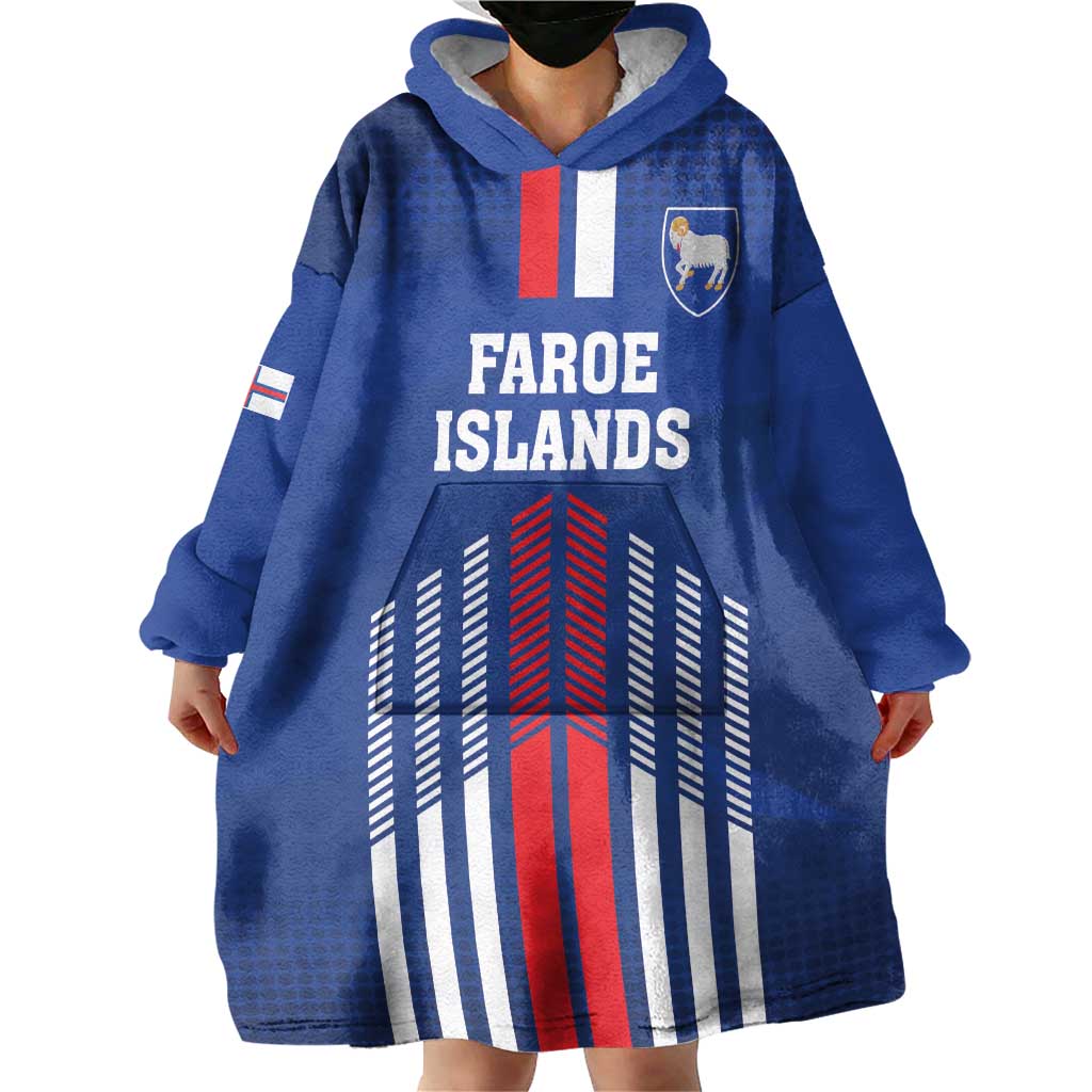 Custom Faroe Islands Football Wearable Blanket Hoodie Go Champion Blue Version