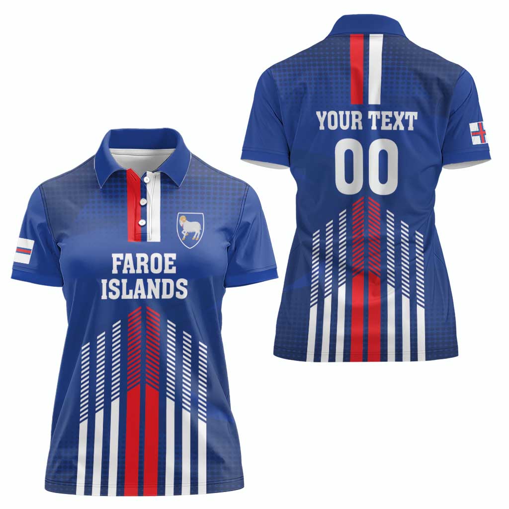 Custom Faroe Islands Football Women Polo Shirt Go Champion Blue Version