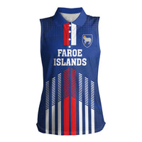 Custom Faroe Islands Football Women Sleeveless Polo Shirt Go Champion Blue Version