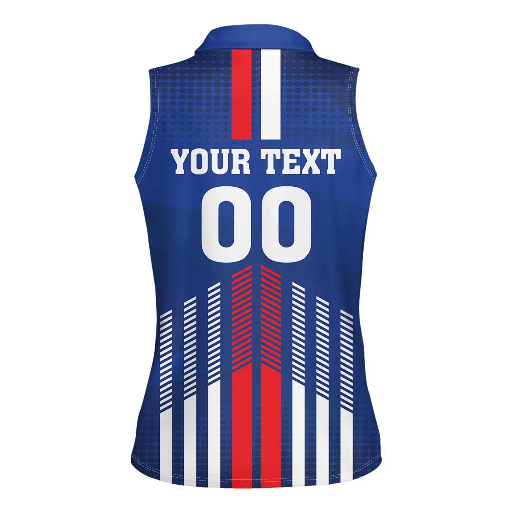 Custom Faroe Islands Football Women Sleeveless Polo Shirt Go Champion Blue Version