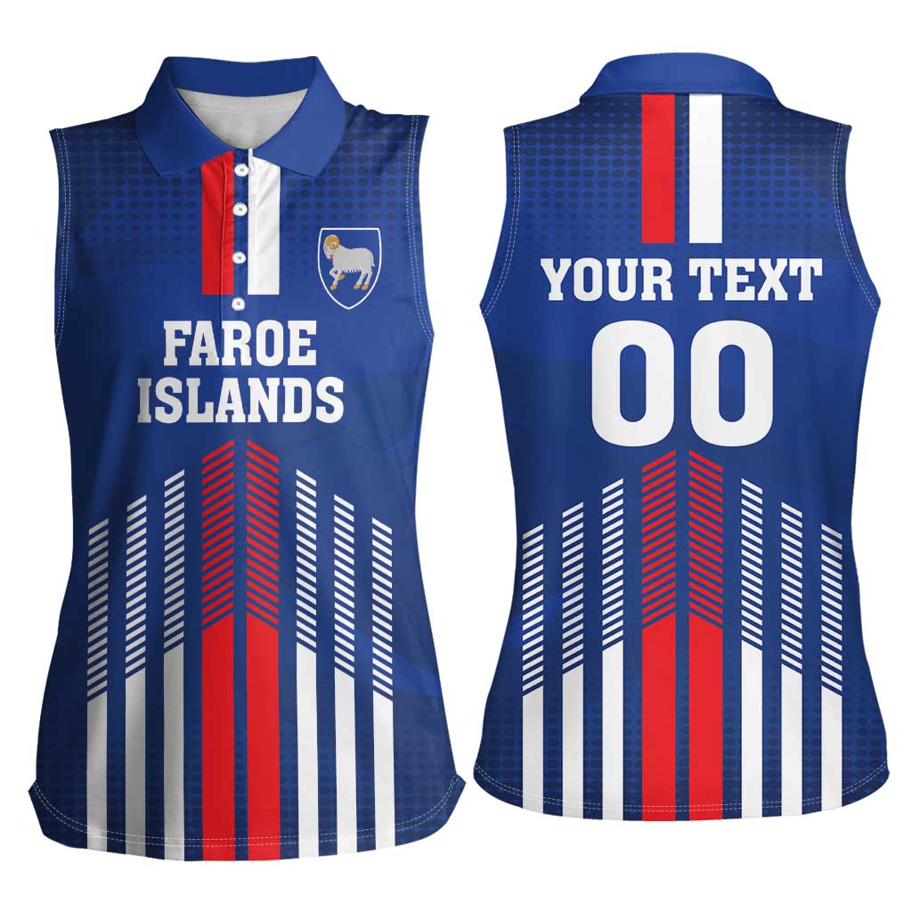 Custom Faroe Islands Football Women Sleeveless Polo Shirt Go Champion Blue Version