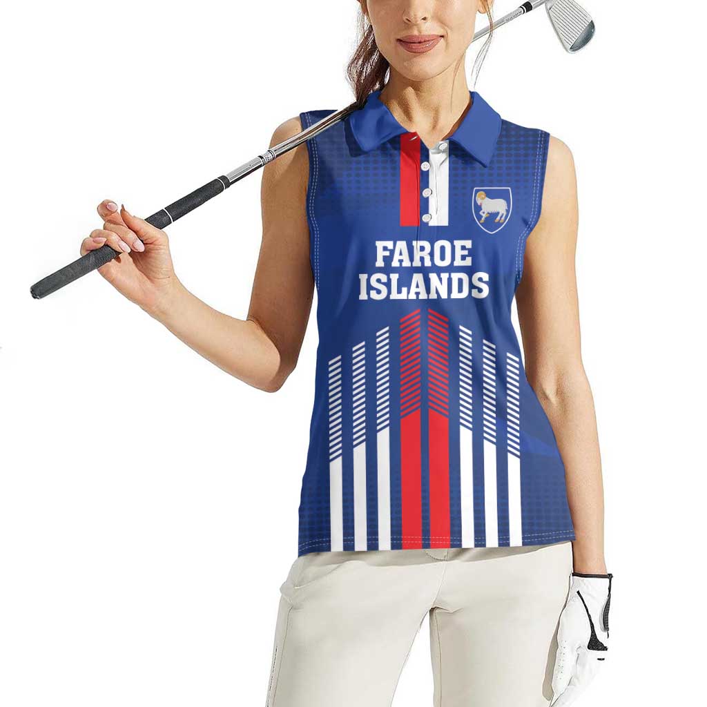 Custom Faroe Islands Football Women Sleeveless Polo Shirt Go Champion Blue Version