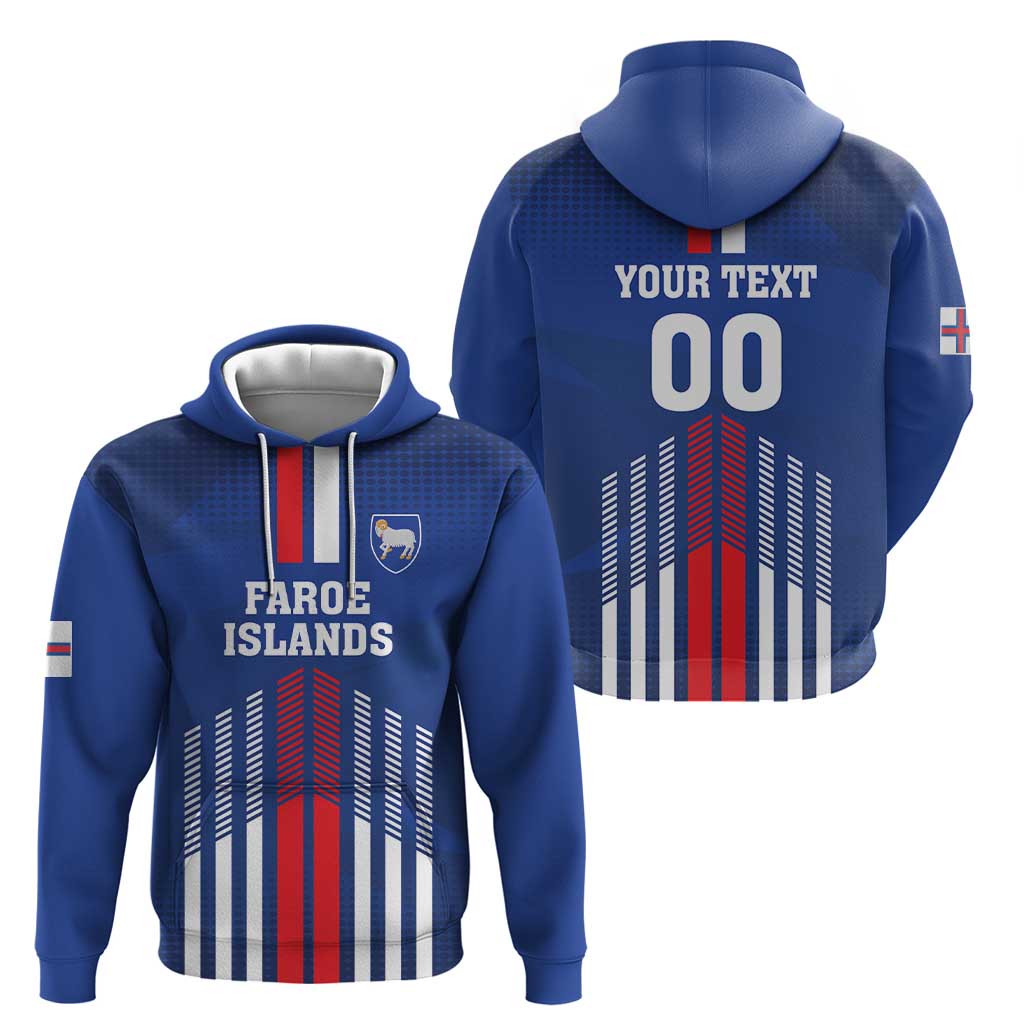 Custom Faroe Islands Football Zip Hoodie Go Champion Blue Version