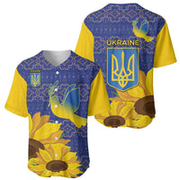 Ukraine Peace Dove Baseball Jersey Ukraine Sunflower With Folk Patterns - Wonder Print Shop