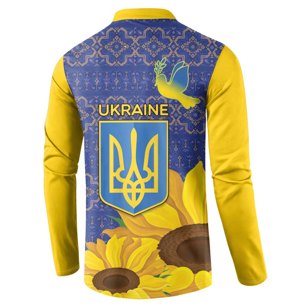 Ukraine Peace Dove Button Sweatshirt Ukraine Sunflower With Folk Patterns - Wonder Print Shop