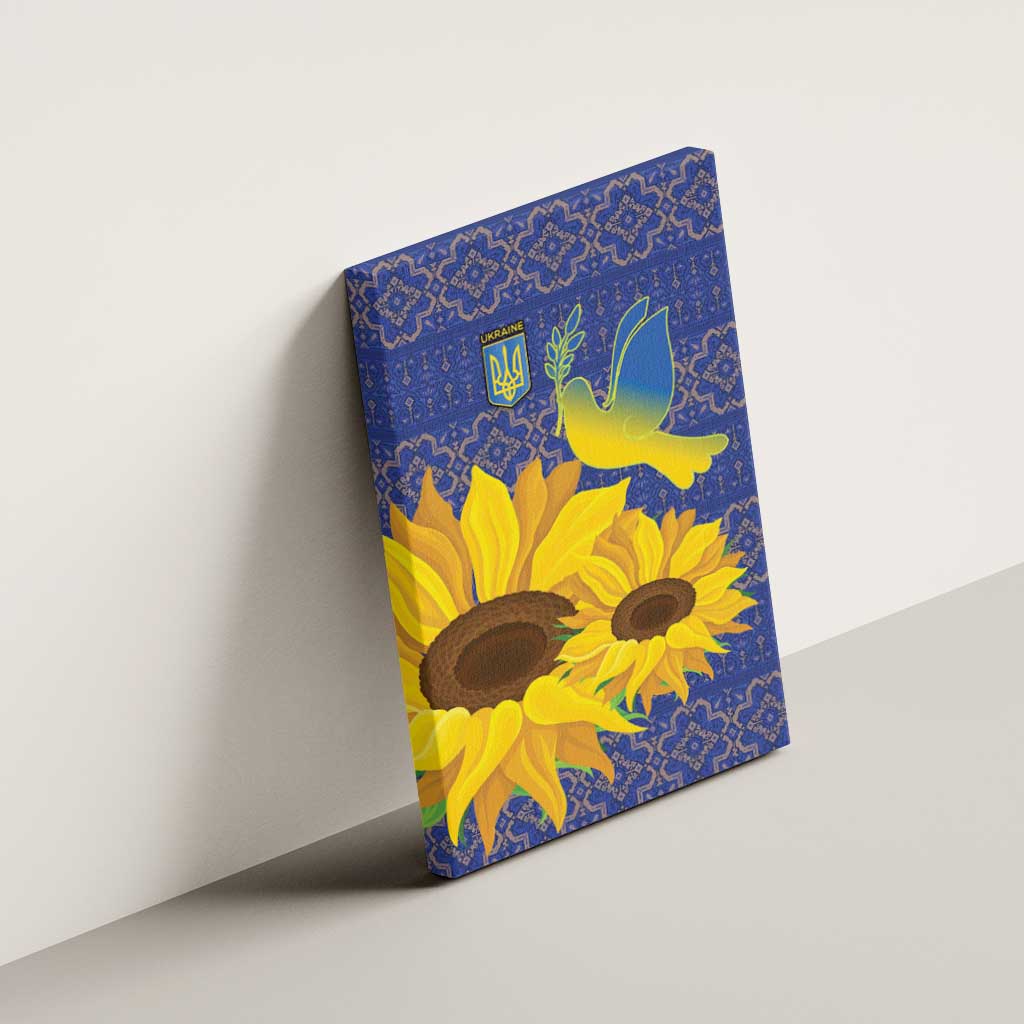 Ukraine Peace Dove Canvas Wall Art Ukraine Sunflower With Folk Patterns - Wonder Print Shop