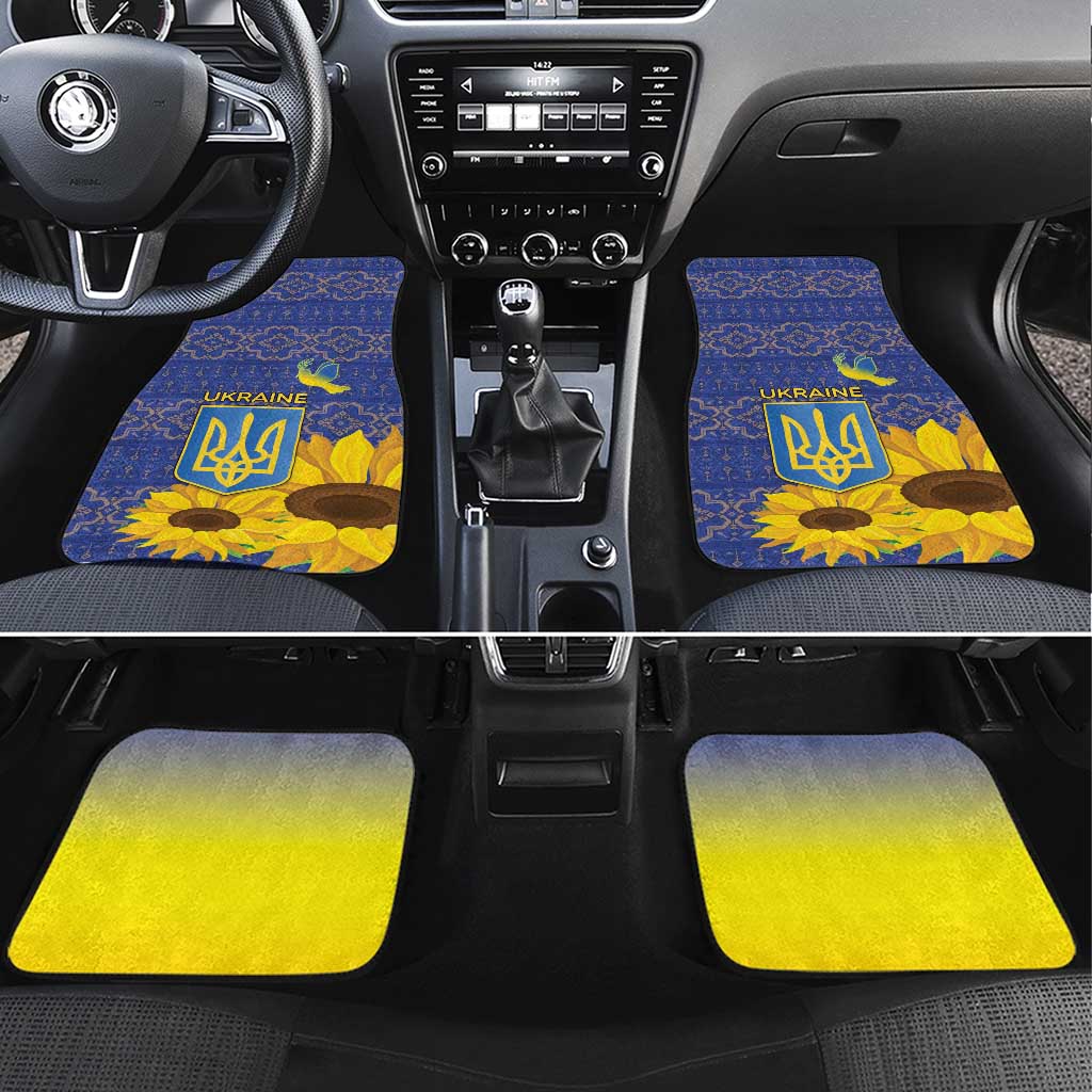 Ukraine Peace Dove Car Mats Ukraine Sunflower With Folk Patterns - Wonder Print Shop