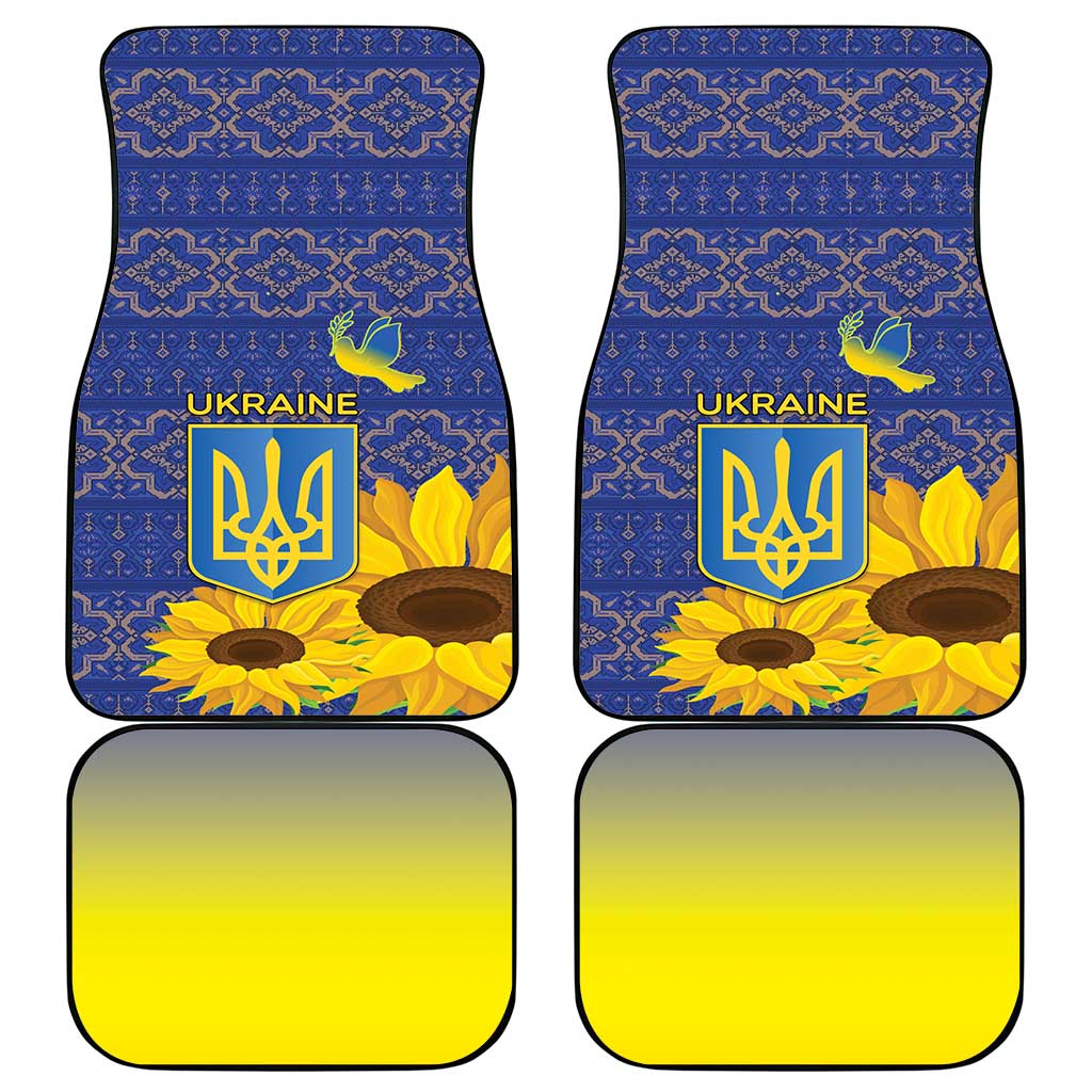 Ukraine Peace Dove Car Mats Ukraine Sunflower With Folk Patterns - Wonder Print Shop