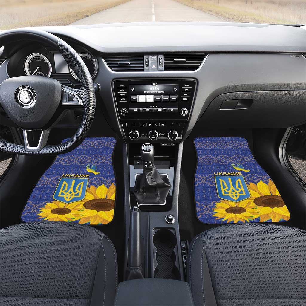 Ukraine Peace Dove Car Mats Ukraine Sunflower With Folk Patterns - Wonder Print Shop