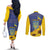 Ukraine Peace Dove Couples Matching Off The Shoulder Long Sleeve Dress and Long Sleeve Button Shirt Ukraine Sunflower With Folk Patterns