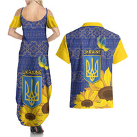 Ukraine Peace Dove Couples Matching Summer Maxi Dress and Hawaiian Shirt Ukraine Sunflower With Folk Patterns - Wonder Print Shop