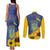 Ukraine Peace Dove Couples Matching Tank Maxi Dress and Long Sleeve Button Shirt Ukraine Sunflower With Folk Patterns - Wonder Print Shop