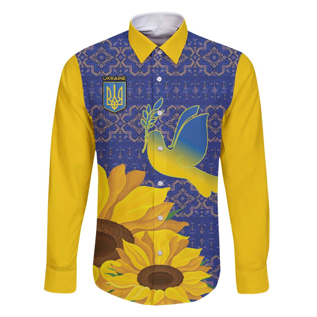 Ukraine Peace Dove Family Matching Short Sleeve Bodycon Dress and Hawaiian Shirt Ukraine Sunflower With Folk Patterns - Wonder Print Shop