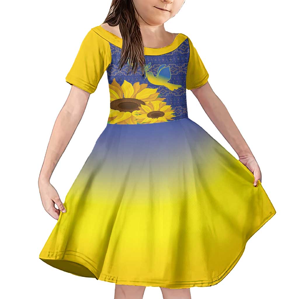 Ukraine Peace Dove Family Matching Summer Maxi Dress and Hawaiian Shirt Ukraine Sunflower With Folk Patterns - Wonder Print Shop