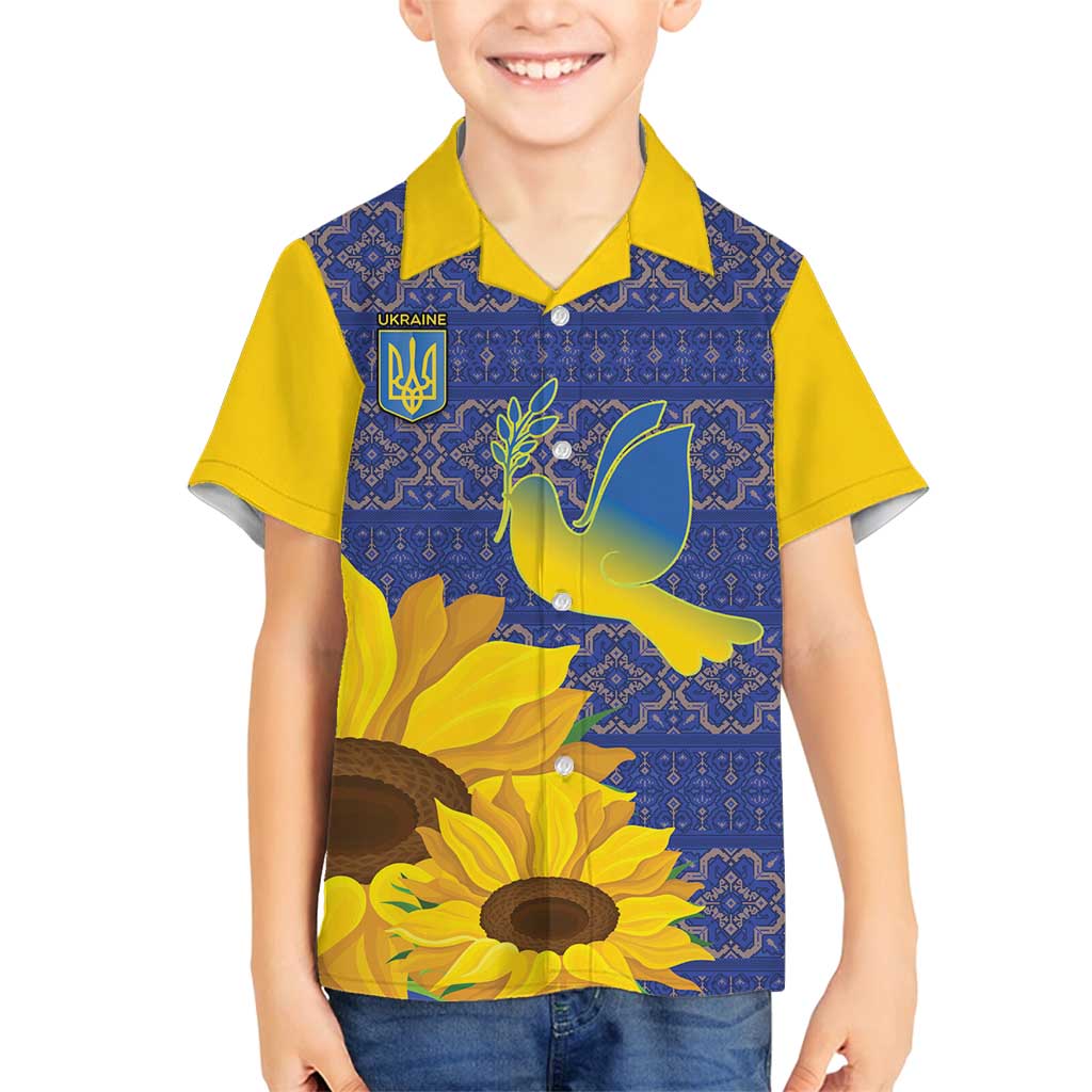 Ukraine Peace Dove Family Matching Summer Maxi Dress and Hawaiian Shirt Ukraine Sunflower With Folk Patterns - Wonder Print Shop