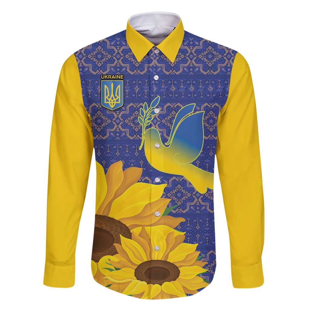 Ukraine Peace Dove Family Matching Tank Maxi Dress and Hawaiian Shirt Ukraine Sunflower With Folk Patterns - Wonder Print Shop