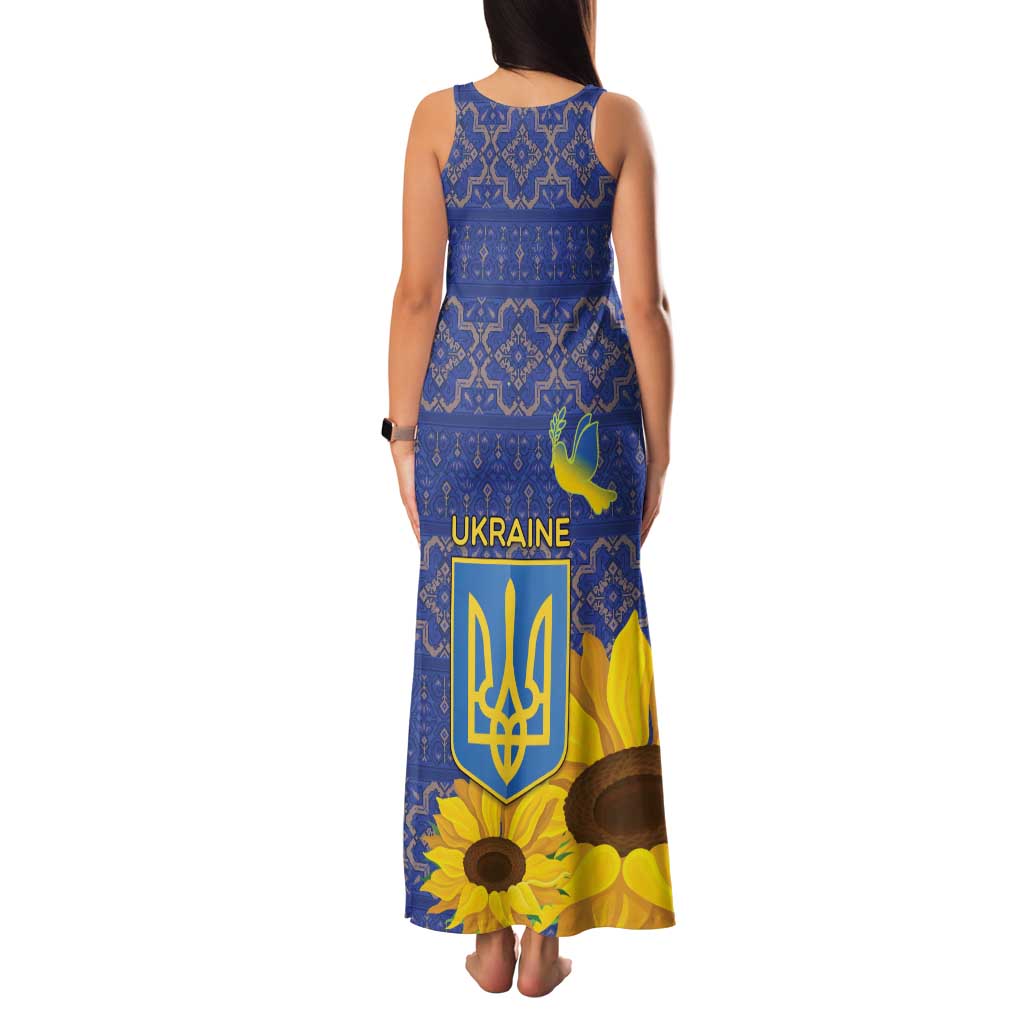 Ukraine Peace Dove Family Matching Tank Maxi Dress and Hawaiian Shirt Ukraine Sunflower With Folk Patterns - Wonder Print Shop