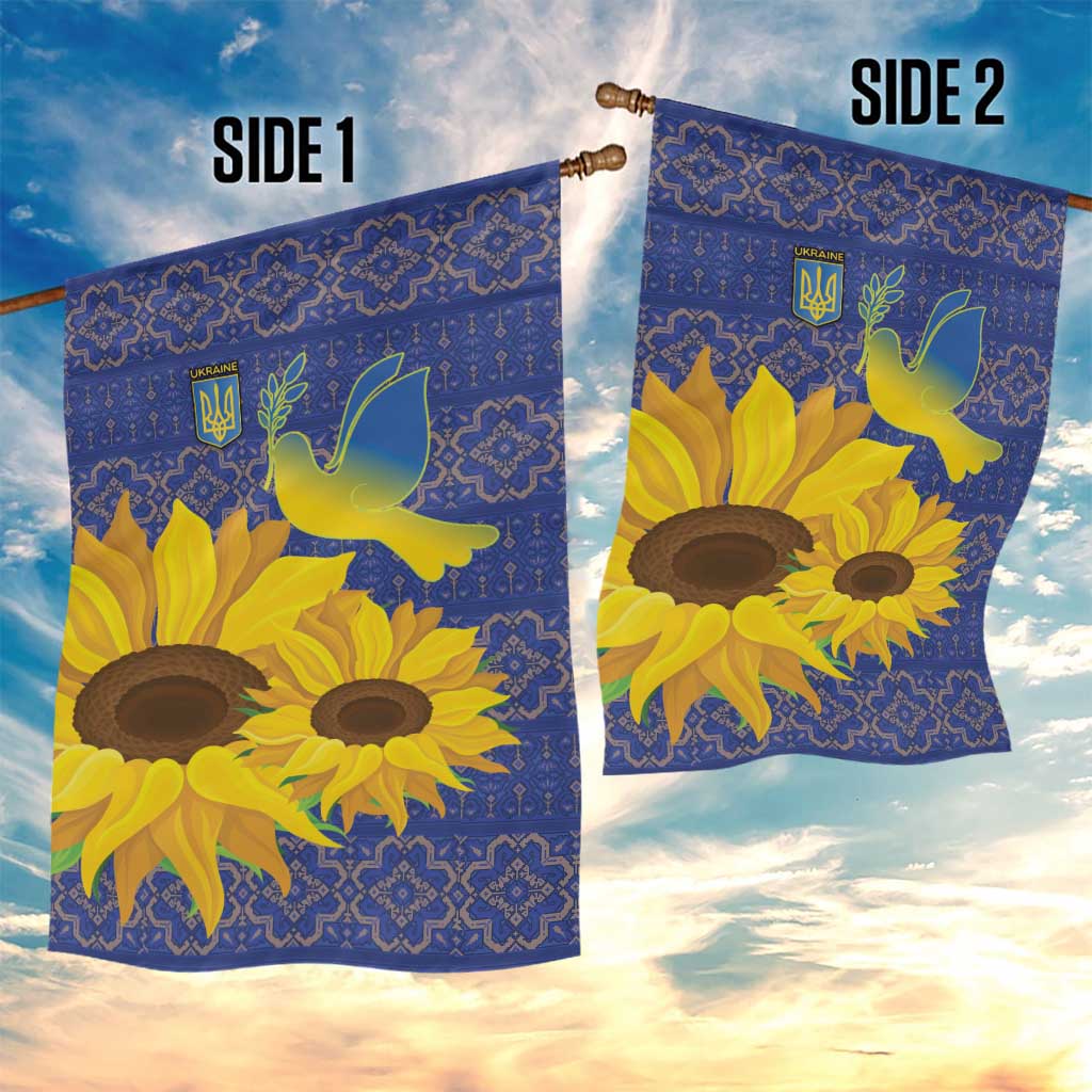Ukraine Peace Dove Garden Flag Ukraine Sunflower With Folk Patterns - Wonder Print Shop