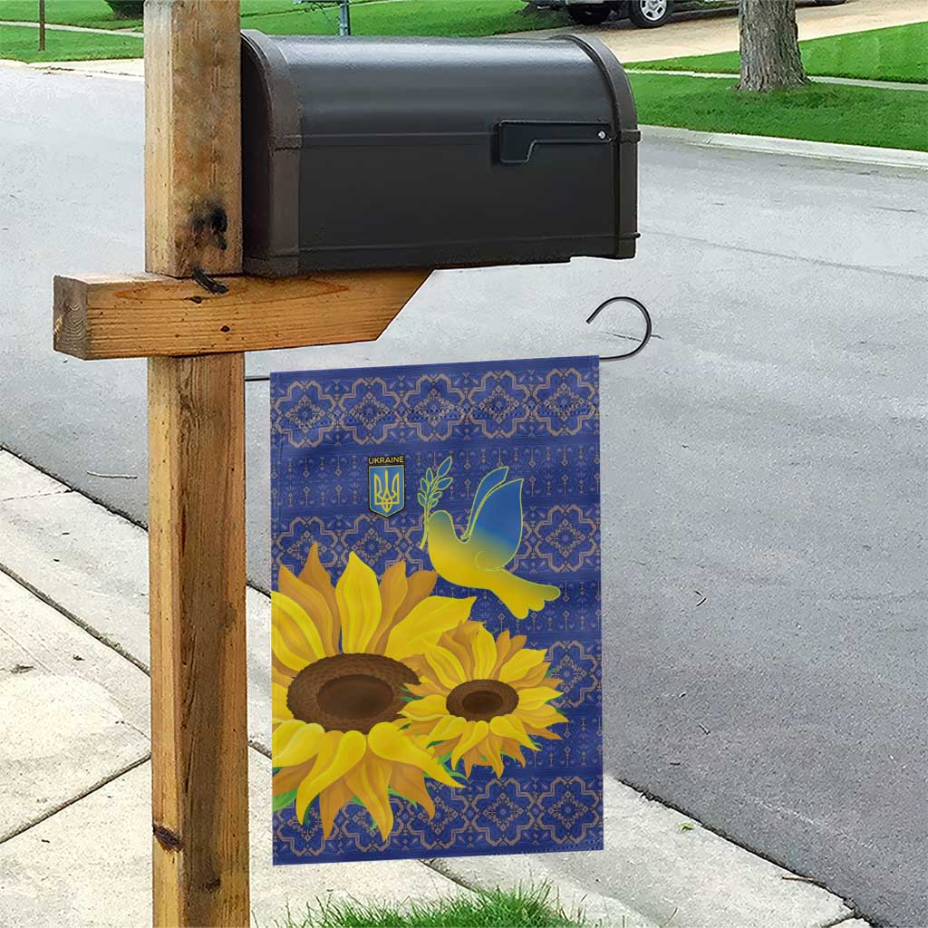 Ukraine Peace Dove Garden Flag Ukraine Sunflower With Folk Patterns - Wonder Print Shop