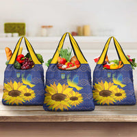 Ukraine Peace Dove Grocery Bag Ukraine Sunflower With Folk Patterns