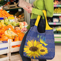 Ukraine Peace Dove Grocery Bag Ukraine Sunflower With Folk Patterns