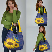 Ukraine Peace Dove Grocery Bag Ukraine Sunflower With Folk Patterns