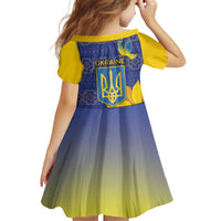 Ukraine Peace Dove Kid Short Sleeve Dress Ukraine Sunflower With Folk Patterns - Wonder Print Shop