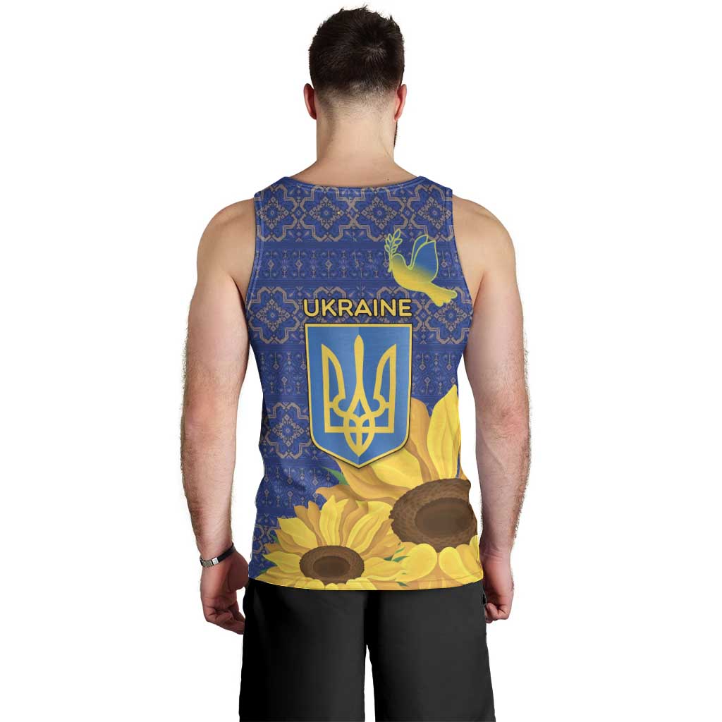 Ukraine Peace Dove Men Tank Top Ukraine Sunflower With Folk Patterns - Wonder Print Shop